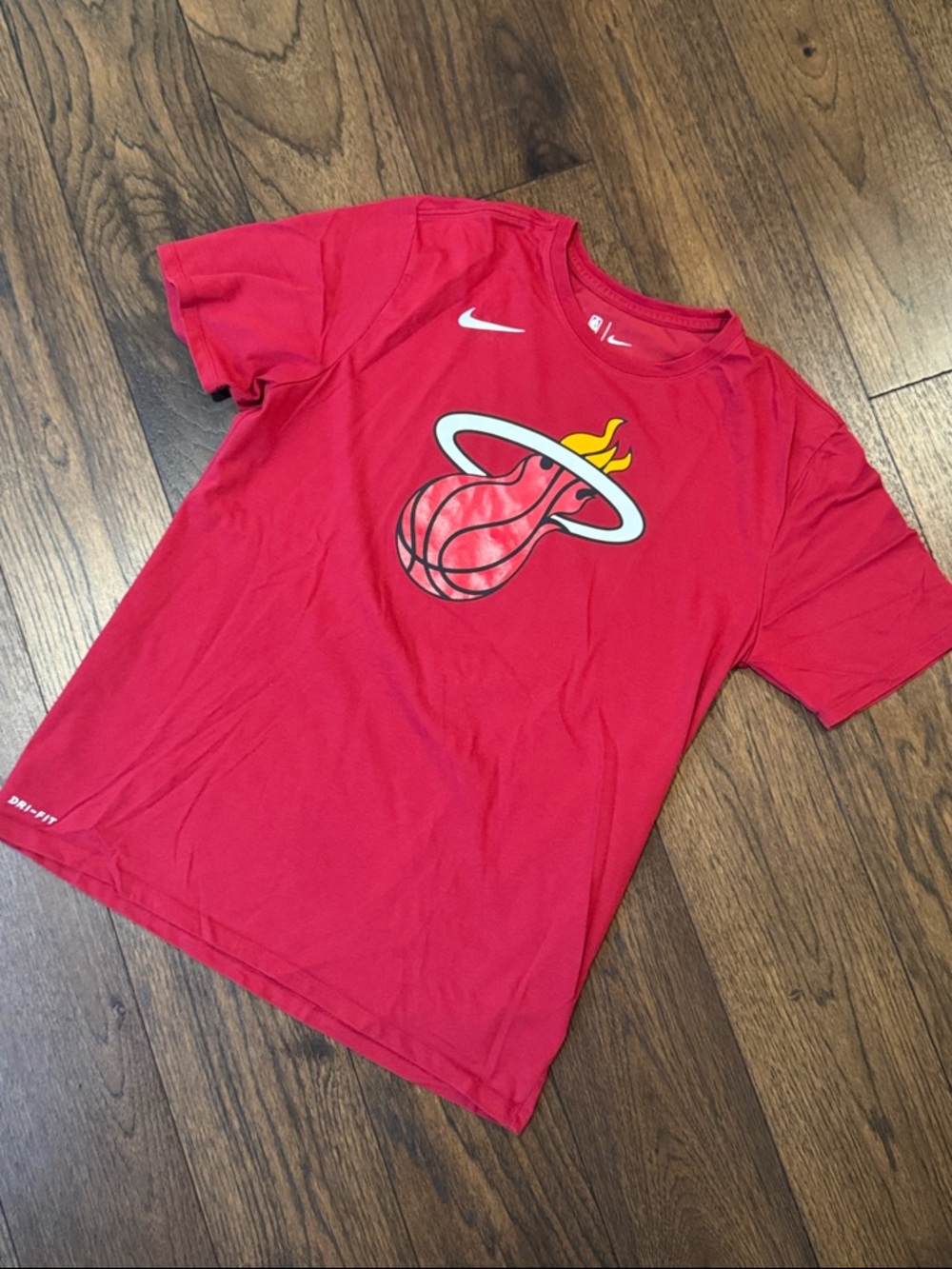 Nike Miami Heat Graphic Tee - Bright Red with Yellow Accent